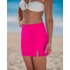 image:imageGRAPENT Swim Skirts for Women High Waisted Side Split Bikini Tankini Swimwear Bathing Suit Bottoms Beach Vacation OutfitNeon Pink