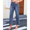 image:imageGRAPENT Wide Leg Jeans for Women Cropped High Waisted Trendy Patch Pocket Baggy Loose Straight Leg Stretchy Denim PantsAfter Dusk Blue
