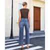 image:imageGRAPENT Wide Leg Jeans for Women Cropped High Waisted Trendy Patch Pocket Baggy Loose Straight Leg Stretchy Denim PantsAfter Dusk Blue