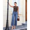 image:imageGRAPENT Wide Leg Jeans for Women Cropped High Waisted Trendy Patch Pocket Baggy Loose Straight Leg Stretchy Denim PantsAfter Dusk Blue
