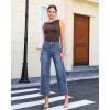 image:imageGRAPENT Wide Leg Jeans for Women Cropped High Waisted Trendy Patch Pocket Baggy Loose Straight Leg Stretchy Denim PantsAfter Dusk Blue