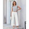 image:imageGRAPENT Wide Leg Jeans for Women Cropped High Waisted Trendy Patch Pocket Baggy Loose Straight Leg Stretchy Denim PantsCream White