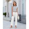 image:imageGRAPENT Wide Leg Jeans for Women Cropped High Waisted Trendy Patch Pocket Baggy Loose Straight Leg Stretchy Denim PantsCream White