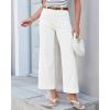 image:imageGRAPENT Wide Leg Jeans for Women Cropped High Waisted Trendy Patch Pocket Baggy Loose Straight Leg Stretchy Denim PantsCream White