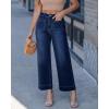 image:imageGRAPENT Wide Leg Jeans for Women Cropped High Waisted Trendy Patch Pocket Baggy Loose Straight Leg Stretchy Denim PantsDarkness Blue