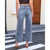 image:imageGRAPENT Wide Leg Jeans for Women Cropped High Waisted Trendy Patch Pocket Baggy Loose Straight Leg Stretchy Denim PantsOcean Blue