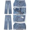 image:imageGRAPENT Wide Leg Jeans for Women Cropped High Waisted Trendy Patch Pocket Baggy Loose Straight Leg Stretchy Denim PantsOcean Blue