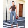 image:imageGRAPENT Wide Leg Jeans for Women Cropped High Waisted Trendy Patch Pocket Baggy Loose Straight Leg Stretchy Denim PantsOcean Blue