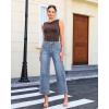 image:imageGRAPENT Wide Leg Jeans for Women Cropped High Waisted Trendy Patch Pocket Baggy Loose Straight Leg Stretchy Denim PantsOcean Blue