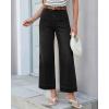 image:imageGRAPENT Wide Leg Jeans for Women Cropped High Waisted Trendy Patch Pocket Baggy Loose Straight Leg Stretchy Denim PantsTrue Black