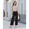image:imageGRAPENT Wide Leg Jeans for Women Cropped High Waisted Trendy Patch Pocket Baggy Loose Straight Leg Stretchy Denim PantsTrue Black
