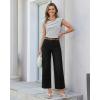 image:imageGRAPENT Wide Leg Jeans for Women Cropped High Waisted Trendy Patch Pocket Baggy Loose Straight Leg Stretchy Denim PantsTrue Black