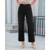 image:imageGRAPENT Wide Leg Jeans for Women Cropped High Waisted Trendy Patch Pocket Baggy Loose Straight Leg Stretchy Denim PantsTrue Black