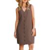 image:imageGPAPENT Linen Dresses for Women Summer Casual Sleeveless Button Down V Neck Pocket Self Tie Knee Length Loose Sun DressCoffee Brown