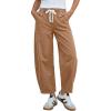 image:imageGRAPENT Barrel Jeans for Women Trendy High Waisted Cropped Baggy Wide Leg Pull On Elastic Waist Stretchy Denim PantsCaramel