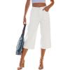 image:imageGRAPENT Capri Jeans for Women Wide Leg Trendy High Waisted Side Seam Stretchy Denim Capris Pants Summer Casual JeansCream White