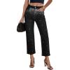 image:imageGRAPENT Cropped Jeans for Women High Waisted Straight Leg Embellished Rhinestone Concert Party Night Out Sparkly JeansTrue Black