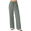 image:imageGRAPENT Linen Pants Women Wide Leg Striped High Waisted Pull On Elastic Waist Casual Summer Beach Vacation Palazzo PantsArmy Green Stripe