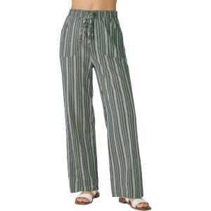image:imageGRAPENT Linen Pants Women Wide Leg Striped High Waisted Pull On Elastic Waist Casual Summer Beach Vacation Palazzo PantsArmy Green Stripe