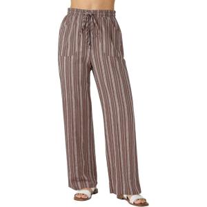 image:imageGRAPENT Linen Pants Women Wide Leg Striped High Waisted Pull On Elastic Waist Casual Summer Beach Vacation Palazzo PantsBrown Stripe