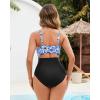 image:imageGPAPENT One Piece Swimsuit Women V Neck Cross Front Cut Out Printed Color Block Ruched High Waisted Bathing Suits SwimwearBlack Blue Floral