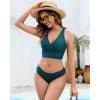 image:imageGRAPENT Bikini Top for Women Cropped Tankini Tops Beach Vacation Criss Cross Ruched Padded Bathing Suit Swim Top OnlyDark Lake Green