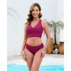 image:imageGRAPENT Bikini Top for Women Cropped Tankini Tops Beach Vacation Criss Cross Ruched Padded Bathing Suit Swim Top OnlyPlum