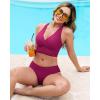 image:imageGRAPENT Bikini Top for Women Cropped Tankini Tops Beach Vacation Criss Cross Ruched Padded Bathing Suit Swim Top OnlyPlum