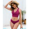 image:imageGRAPENT Bikini Top for Women Cropped Tankini Tops Beach Vacation Criss Cross Ruched Padded Bathing Suit Swim Top OnlyPlum