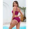 image:imageGRAPENT Bikini Top for Women Cropped Tankini Tops Beach Vacation Criss Cross Ruched Padded Bathing Suit Swim Top OnlyPlum