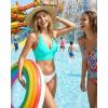 image:imageGRAPENT Bikini Top for Women V Neck Ruched Criss Cross Padded Beach Vacation Bathing Suit Modest Cute Swim Suit Top OnlyAqua Blue