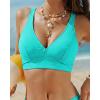 image:imageGRAPENT Bikini Top for Women V Neck Ruched Criss Cross Padded Beach Vacation Bathing Suit Modest Cute Swim Suit Top OnlyAqua Blue