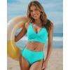 image:imageGRAPENT Bikini Top for Women V Neck Ruched Criss Cross Padded Beach Vacation Bathing Suit Modest Cute Swim Suit Top OnlyAqua Blue