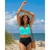 image:imageGRAPENT Bikini Top for Women V Neck Ruched Criss Cross Padded Beach Vacation Bathing Suit Modest Cute Swim Suit Top OnlyAqua Blue