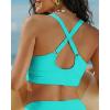 image:imageGRAPENT Bikini Top for Women V Neck Ruched Criss Cross Padded Beach Vacation Bathing Suit Modest Cute Swim Suit Top OnlyAqua Blue