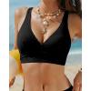 image:imageGRAPENT Bikini Top for Women V Neck Ruched Criss Cross Padded Beach Vacation Bathing Suit Modest Cute Swim Suit Top OnlyBlack