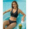 image:imageGRAPENT Bikini Top for Women V Neck Ruched Criss Cross Padded Beach Vacation Bathing Suit Modest Cute Swim Suit Top OnlyBlack