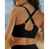 image:imageGRAPENT Bikini Top for Women V Neck Ruched Criss Cross Padded Beach Vacation Bathing Suit Modest Cute Swim Suit Top OnlyBlack