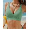 image:imageGRAPENT Bikini Top for Women V Neck Ruched Criss Cross Padded Beach Vacation Bathing Suit Modest Cute Swim Suit Top OnlyIceberg Green