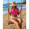 image:imageGRAPENT Bikini Top for Women V Neck Ruched Criss Cross Padded Beach Vacation Bathing Suit Modest Cute Swim Suit Top OnlyNeon Pink