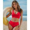 image:imageGRAPENT Bikini Top for Women V Neck Ruched Criss Cross Padded Beach Vacation Bathing Suit Modest Cute Swim Suit Top OnlyRed