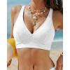image:imageGRAPENT Bikini Top for Women V Neck Ruched Criss Cross Padded Beach Vacation Bathing Suit Modest Cute Swim Suit Top OnlyWhite