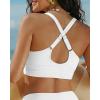image:imageGRAPENT Bikini Top for Women V Neck Ruched Criss Cross Padded Beach Vacation Bathing Suit Modest Cute Swim Suit Top OnlyWhite