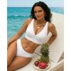 image:imageGRAPENT Bikini Top for Women V Neck Ruched Criss Cross Padded Beach Vacation Bathing Suit Modest Cute Swim Suit Top OnlyWhite