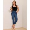 image:imageGRAPENT Capri Jeans for Women Skinny High Waisted Pull On Elastic Waist Knit Jeggings Comfy Stretchy Denim Capris PantsBrilliant Blue