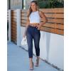 image:imageGRAPENT Capri Jeans for Women Skinny High Waisted Pull On Elastic Waist Knit Jeggings Comfy Stretchy Denim Capris PantsDarkness Blue