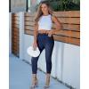 image:imageGRAPENT Capri Jeans for Women Skinny High Waisted Pull On Elastic Waist Knit Jeggings Comfy Stretchy Denim Capris PantsDarkness Blue
