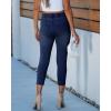 image:imageGRAPENT Capri Jeans for Women Skinny High Waisted Pull On Elastic Waist Knit Jeggings Comfy Stretchy Denim Capris PantsDarkness Blue