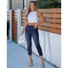 image:imageGRAPENT Capri Jeans for Women Skinny High Waisted Pull On Elastic Waist Knit Jeggings Comfy Stretchy Denim Capris PantsDarkness Blue