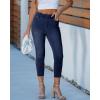 image:imageGRAPENT Capri Jeans for Women Skinny High Waisted Pull On Elastic Waist Knit Jeggings Comfy Stretchy Denim Capris PantsDarkness Blue